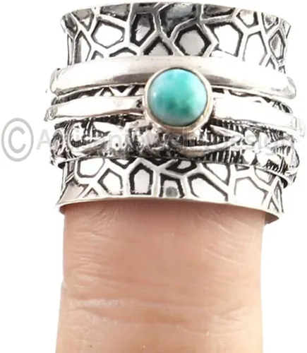 Miniatura 2 de ArtisanJewelrydesign Larimar Spinner Ring, 925 Silver Ring, Larimar Jewelry For Women, Handmade Ring, Boho Ring, Halloween Gift, Spinner Silver