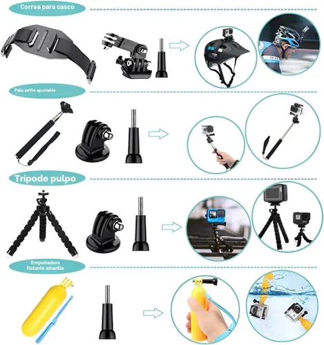 Miniatura 3 de Kit de accesorios de cámara de acción 61 en 1 para GoPro Hero 13 12 11 10 9 8 7 6, GoPro Max, GoPro Fusion, Xiaomi, Insta360, DJI Osmo Action, AKASO