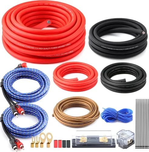Miniatura 8 de Kit de cableado OFC AMP de calibre 0, kit de instalación de cable de subwoofer de coche de 3000 vatios para amplificador de potencia, radio