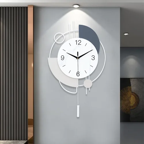 Miniatura 8 de Dankeit Relojes de pared decorativos con péndulo, cuarzo de calidad silenciosa, funciona con pilas, reloj de pared grande para sala de estar, Negro