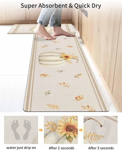 Miniatura 4 de Tapete de baño de calabazas de Acción de Gracias, antideslizante, de secado rápido y absorbente, de tierra de diatomeas, para ducha, fregadero
