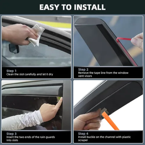 Miniatura 8 de Protectores de lluvia in Channel para Jeep Grand Cherokee L 2021, 2022, 2023, 2024, 2025 2026, deflectores de viento laterales duraderos, viseras