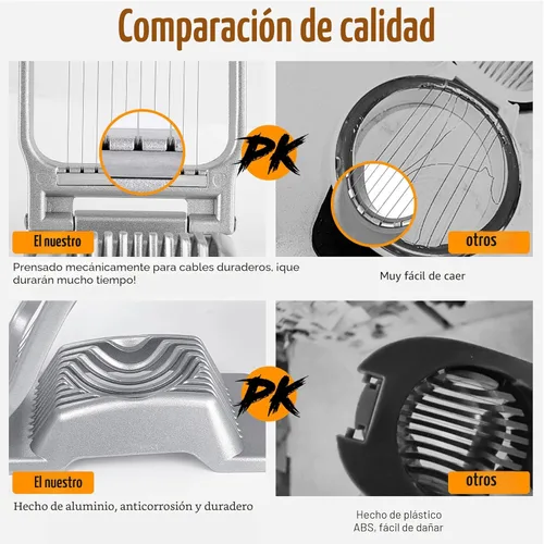 Miniatura 3 de Yuzxaun Cortador de Huevos para Huevos Duros, Alambre de Acero Inoxidable, Cortador de Huevos de Aluminio Resistente Apto para Lavavajillas