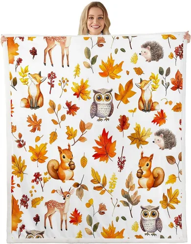 Miniatura 20 de Manta de temporada de otoño para niños y niñas, bonito forro polar de conejo de dibujos animados, regalos de feliz día de Acción de Gracias