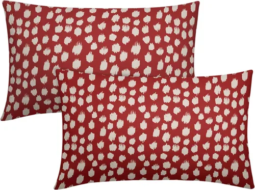 Miniatura 119 de Fundas de almohada marrón y blancas de 18 x 18 pulgadas, juego de 2 almohadas boho grises con lunares, fundas de almohada modernas estampadas