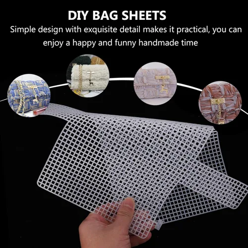 Miniatura 4 de EXCEART Juego de 12 hojas de lona de plástico para hacer bolsos, 15.7 x 14.4 in de malla resistente de plástico para manualidades, proyectos