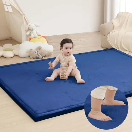 Miniatura 13 de Huloo Sleep - Tapete de juego para bebé, tapete de espuma viscoelástica de 1.3 pulgadas de grosor, terciopelo coral suave, antideslizante, Gris