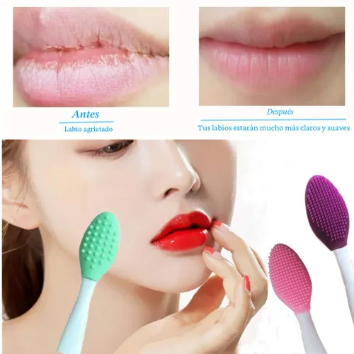 Miniatura 2 de 3 piezas de cepillo exfoliante para labios, exfoliador de labios, herramienta de cepillo para labios de silicona de doble cara para hombres
