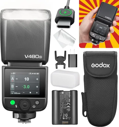 Miniatura 11 de Godox V480 para Canon GODOX TTL Flash - GN50/1.7s Recycle/650 Tiempos de flash/HSS/Lectura de distancia inteligente/Lámpara de modelado LED de 10
