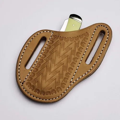 Miniatura 3 de Funda de cuero, panqueques inclinados/cinturón/funda de cuchillo trampero, bronceado
