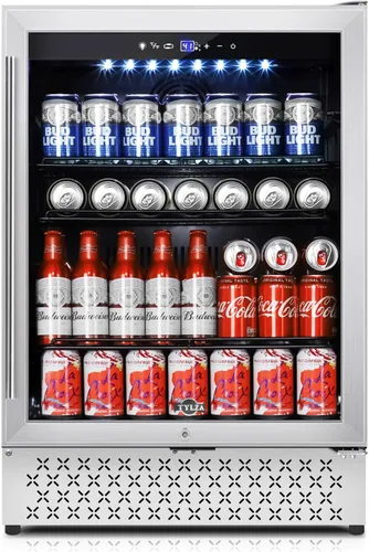 Miniatura 23 de Tylza Refrigerador de vino de 8 botellas, bodega con puerta de vidrio templado de baja emisión, pantalla táctil LED, cerradura, sin escarcha, sin