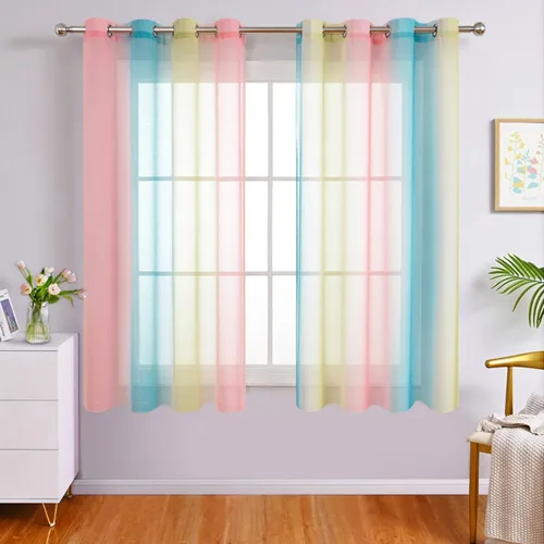 Miniatura 13 de WUBODTI Cortinas de arcoíris para decoración de dormitorio de niñas, 63 pulgadas de largo, con temática de princesa de unicornio, cortinas Rosa