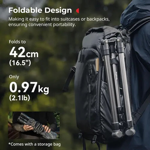Miniatura 3 de SMALLRIG Soporte de luz ajustable para fotografía de 74.8 pulgadas/6.23 pies, carga máxima de 8.8 libras, soporte de trípode de iluminación compacto