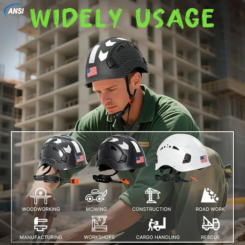 Miniatura 8 de Aolamegs Vented Carbon Fiber Pattern Hard Hat, ANSI Z89.1 Type 1 Class C Safety Helmet for Construction, OSHA Approved Work Hat with 6-Point Casco