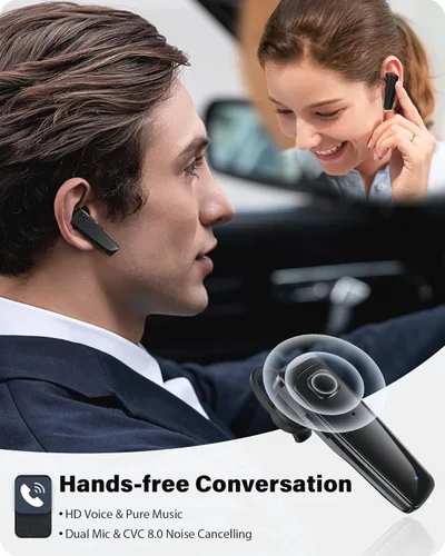 Miniatura 2 de ADADPU Auricular Bluetooth - V5.0 Auricular inalámbrico manos libres con micrófono dual incorporado y cancelación de ruido, 10 días de espera y 16