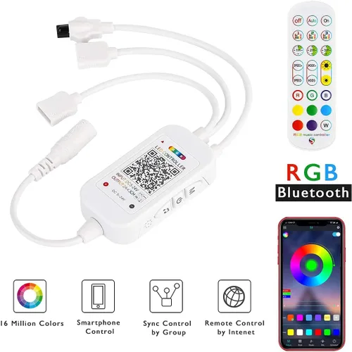 Miniatura 2 de SUPERNIGHT Controlador de luz LED RGB 2 en 1, controlador de música inteligente controlado por aplicación para Android e iOS, DC 5V-24V RGB Strip
