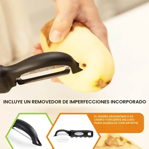 Miniatura 6 de Spring Chef Pelador de verduras giratorio prémium, color negro