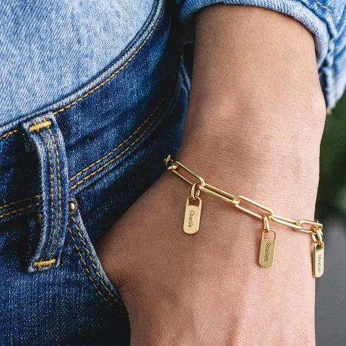 Miniatura 7 de MyNameNecklace Personalized Rory Bracelet with Custom Tag Charms - Diamond Option - by MYKA
