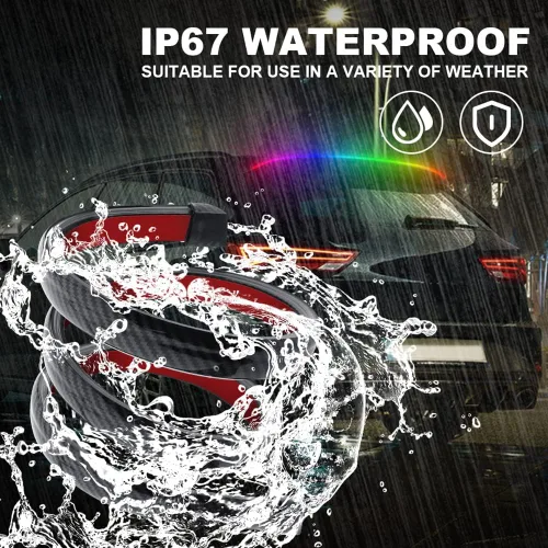 Miniatura 5 de 49.2 in Flexible Coche Luz Trasera RGB LED Tira Kits Cubierta Trasera Freno Detención Señal de Giro Lámpara de Correr Impermeable DC12V (RGB)
