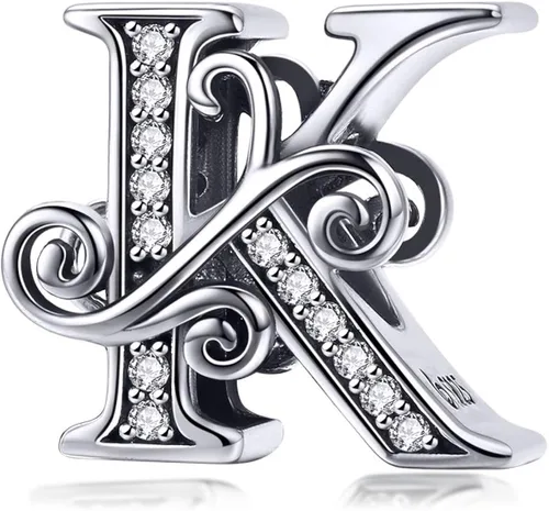 Plata de ley 925 maciza con piedras cúbicas, opciones de regalo completas AZ alfabeto encantador, letras abalorios para pulseras europeas Pandora