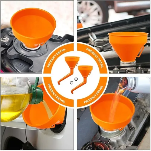 Miniatura 5 de VICASKY Embudo automotriz en ángulo recto sin derrames multifunción de plástico de cuello largo embudo de aceite de extensión de embudo de coche