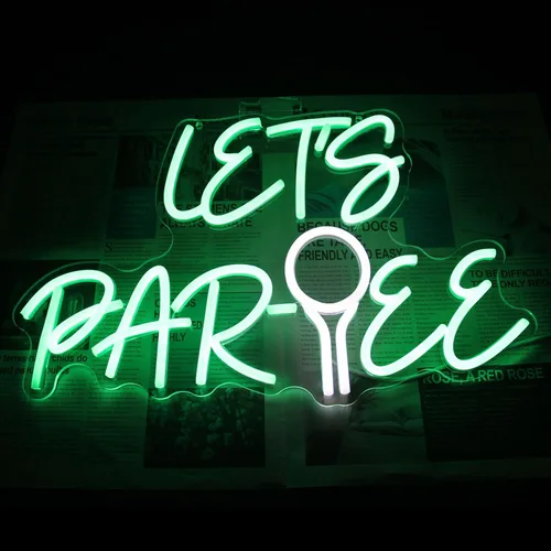 Miniatura 5 de Let's Par Tee Letrero de Neón para Decoración de Pared - Luz LED Verde y Blanca de Pelota de Golf - Letrero Colgante Regulable para Club de Golf