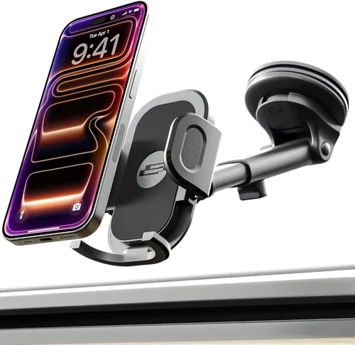 Bracketron TripGrip 2.0 Soporte de coche con rotación de 360° para iPhone, Samsung, GPS, ventosa de vacío ultra fuerte, soporte para Dshboard y