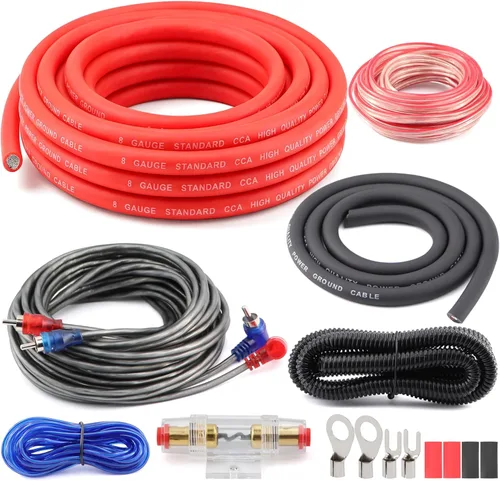 Miniatura 9 de Kit de cableado OFC AMP de calibre 0, kit de instalación de cable de subwoofer de coche de 3000 vatios para amplificador de potencia, radio