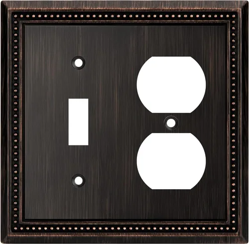 Miniatura 95 de Henne Bery Sunken Pearls - Placa de pared decorativa resistente para interruptor, cubierta para tomacorrientes (doble dúplex, níquel satinado)