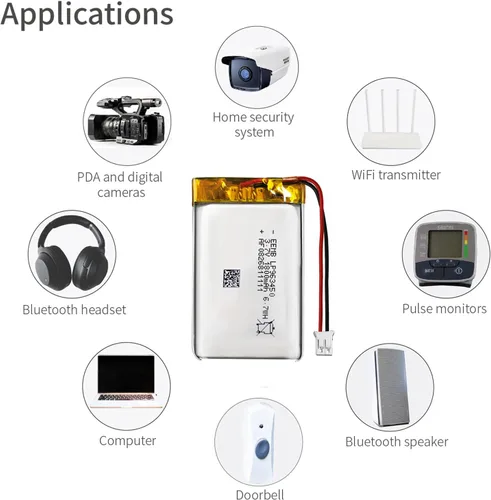 Miniatura 6 de EEMB Paquete de 4 baterías de polímero de litio de 3.7 V 1800 mAh 963450 Lipo con conector JST de cable para altavoz y dispositivo inalámbrico