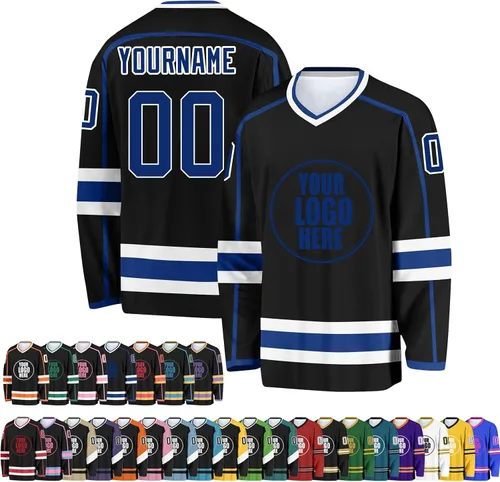 Miniatura 15 de Camiseta de hockey personalizada para hombres/mujeres/jóvenes/niños, nombre personalizado/número/logotipo de gran tamaño camiseta de entrenamiento