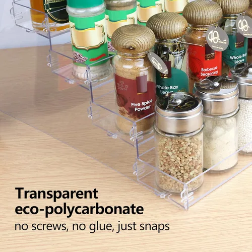 Miniatura 4 de ELEGANTLIFE Estante para especias, no necesita herramientas y sin pegamento acrílico picante, montaje a presión, estante de especias, despensa