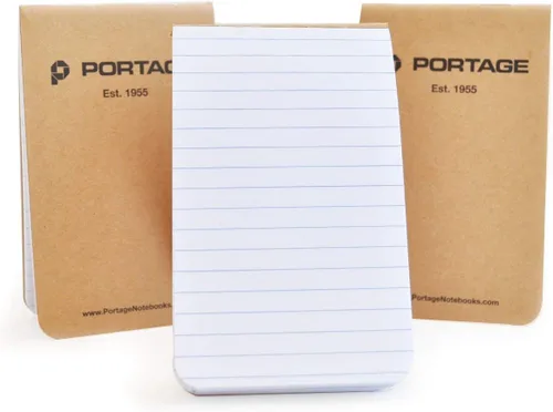 Portage Cuaderno de campo pequeño, bloc de notas de papel kraft para notas de campo, papel rayado, encuadernado en la parte superior, planificador