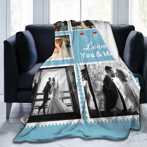 Miniatura 24 de JCETUNO Regalos personalizados de San Valentín para él y ella, mantas personalizadas con foto, mantas de fotos personalizadas, mantas de fotos