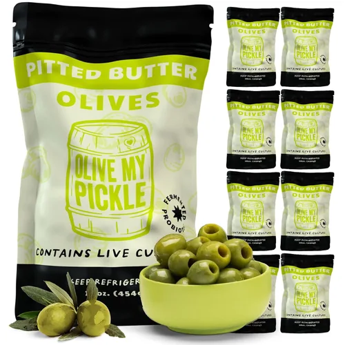 Miniatura 11 de Olive My Pickle Green Olives - Mantequilla sin hueso, 48 onzas, paquete de 3 unidades de aceitunas Castelvetrano saludables de cultivo vivo sin