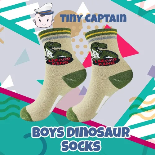 Miniatura 6 de Calcetines de dinosaurio para niños de 4 a 7 años, el mejor regalo de 7 a 10 años, calcetines de algodón para niños, paquete de 5
