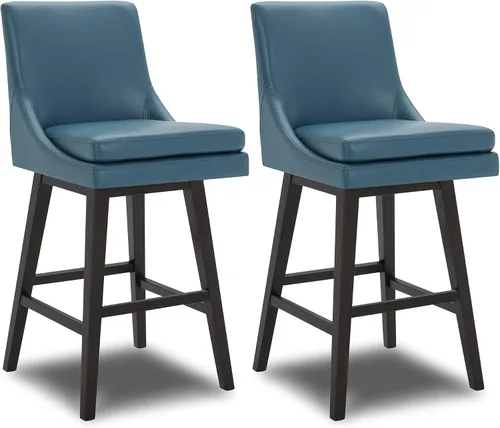 Miniatura 25 de CHITA Taburete de bar giratorio de altura de mostrador, taburete de bar tapizado, altura del asiento de 26.8 pulgadas de alto, tela en niebla