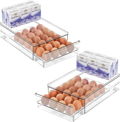 vacane Soporte para huevos de 24 capacidades para refrigerador, cajón de huevos para refrigerador, contenedor de almacenamiento de huevos extraíble