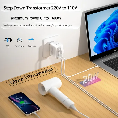 Miniatura 4 de Adaptador de enchufe de viaje europeo 6 en 1, convertidor de voltaje de 220 V a 110 V, adaptador de viaje de EE. UU. a Europa, adaptador