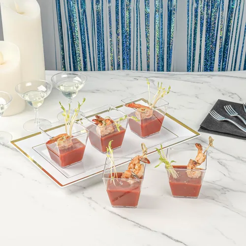 Miniatura 3 de Restaurantware - Tazas Kova de 5 onzas, 100 tazas cuadradas medianas para aperitivo: duradero, desechable, taza de parfait de plástico transparente