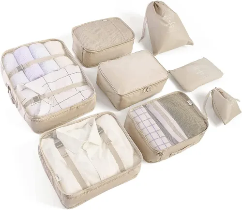 Juego de 8 cubos de embalaje para maletas, organizadores de equipaje de viaje, accesorios de viaje, organizador de equipaje esencial con