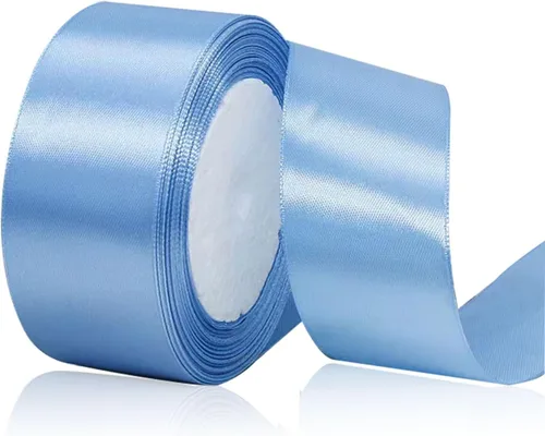 Cinta de satén azul claro de 1-1/2 pulgadas x 25 yardas, cinta de tela de color sólido para envolver regalos, hacer lazos para el cabello, ramos