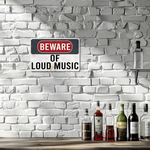 Miniatura 6 de Letrero de Cuidado con la Música Fuerte, Decoración de Garaje para el Hogar, Placa de Letreros de Metal Retro, Letreros de Hojalata de Metal