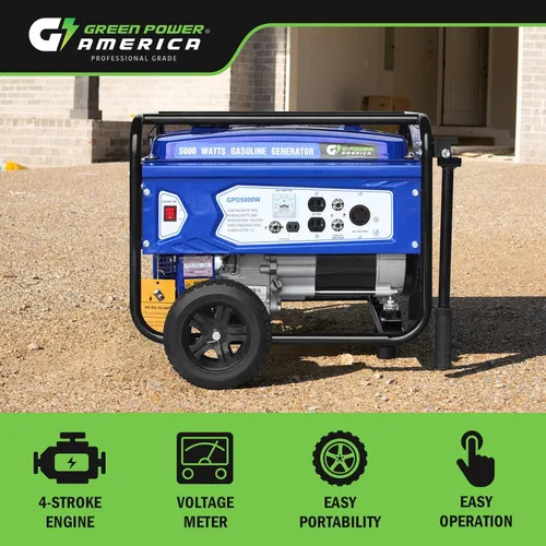 Miniatura 5 de Green-Power America Generador de gasolina GPD5000W, Verde/Negro