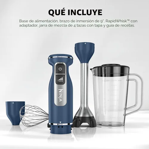 Miniatura 10 de Ninja Batidora de Inmersión y Batidor, Licuadora de Mano con Palo, 4 Velocidades, con SplatterShield y PanProtect, Recipiente de Mezcla de 4 Tazas