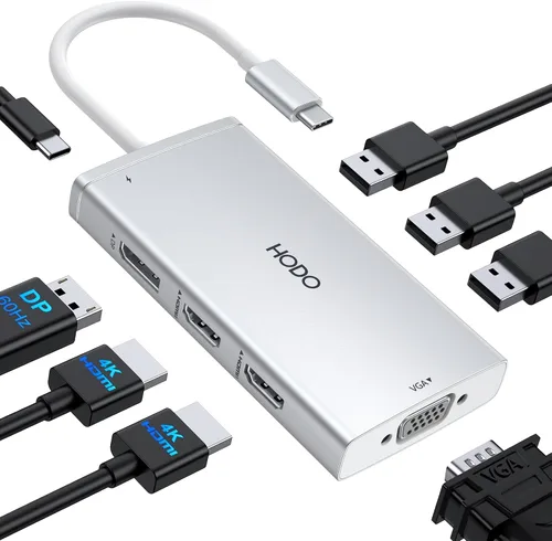 Miniatura 15 de Adaptador multipuerto USB-C para MacBook Air/Pro - Dongle HDMI 6 en 1 con puertos 4K, USB 3.0, lector de tarjetas SD/TF para MacBook M1/m2/m3/m4