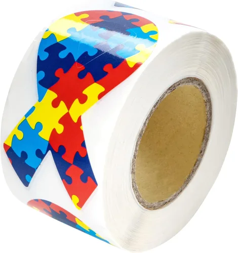 250 calcomanías con forma de cinta para autismo y conciencia de Asperger, perfectas para eventos, grupos de apoyo, recaudación de fondos y mucho más