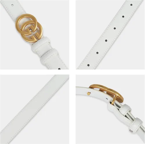 Miniatura 428 de Cinturón de cuero clásico con hebilla de metal para mujer con vestido de jeans