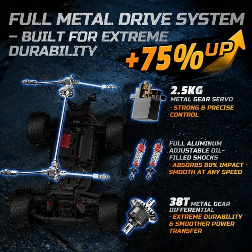 Miniatura 2 de DEERC 209E 1:10 Camión de control remoto rápido sin escobillas RC para adultos y niños, velocidad alta de más de 37 mph, 4WD todo terreno con 2