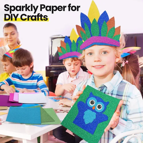 Miniatura 6 de Zhanmai 160 hojas de cartulina con purpurina, 20 colores, papel grueso con purpurina para el regreso a la escuela, suministros para manualidades